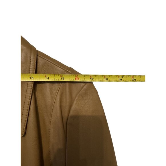 Reaction Kenneth Coal G.III Apparel Womens Tan Leather Coat Size L - Picture 10 of 11